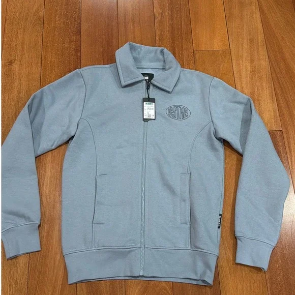 NWT G-Star RAW Polo Collar Zip Thru Sweatshirt Dim Grey XS D23882-D425-3885